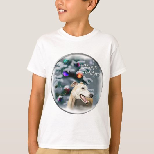 グレイハウンドのクリスマスプレゼント Tシャツ (正面)