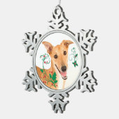 グレイハウンドのクリスマス装飾 スノーフレークピューターオーナメント (右)