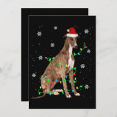 グレイハウンドのクリスマス ライト かわいいサンタ グレイハウンド 招待状 (正面/裏面)