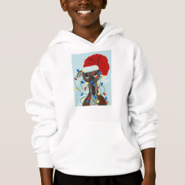 グレイハウンドのサンタがクリスマスイルミネーションに絡まっちゃった