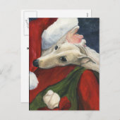 グレイハウンドのサンタのクリスマス犬の芸術の郵便はがき シーズンポストカード (正面/裏面)