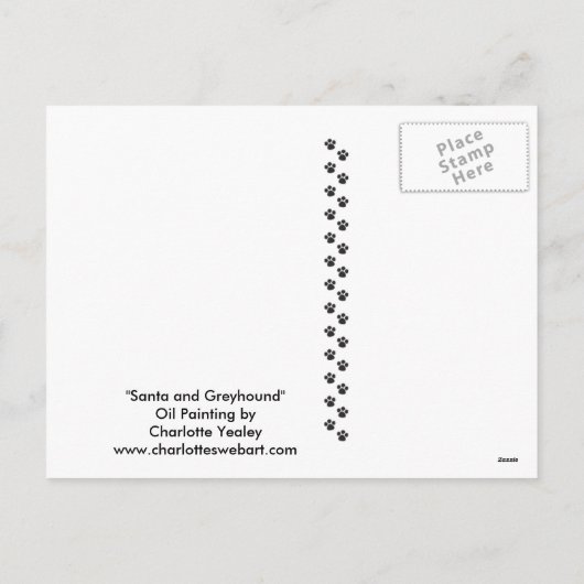 グレイハウンドのサンタのクリスマス犬の芸術の郵便はがき シーズンポストカード (裏面)