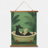 グレイハウンドのバスルームアート - 楽しい犬の壁飾り3点セット 吊り下げ型タペストリー (正面)