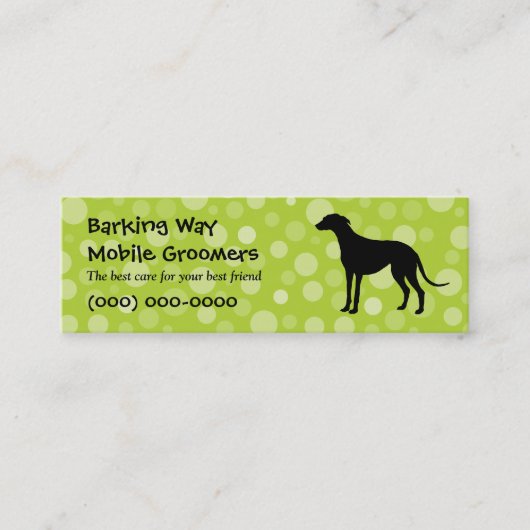 グレイハウンドのペットの世話のライム スキニー名刺 (正面)