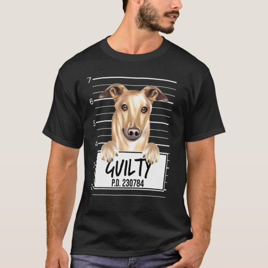 グレイハウンドの前科ありの犬の顔写真マグカップ Tシャツ (正面)