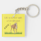「グレイハウンドの方が人生は良い」キーチェーン。 キーホルダー (裏面)
