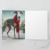 グレイハウンドの犬と雪のクリスマス カード (内部)