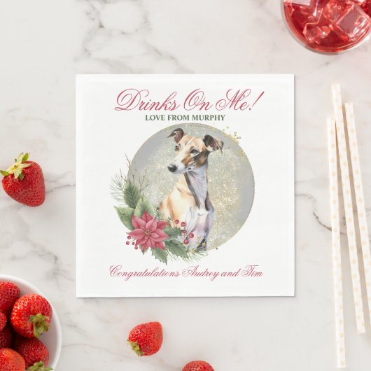 グレイハウンドの結婚式ナプキンに犬の写真 スタンダードランチョンナプキン (インサイチュ)