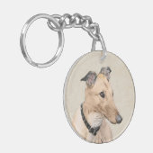 グレイハウンドの絵画-かわいい元の犬の芸術 キーホルダー (正面左)