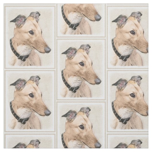 グレイハウンドの絵画-かわいい元の犬の芸術 ファブリック (見本)