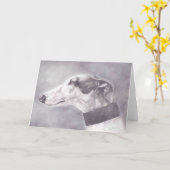 グレイハウンドの鉛筆のポートレート犬の芸術の挨拶状 カード (黄色い花)