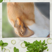 グレイハウンドのteatowel -かわいらしい女の子P2 キッチンタオル (折り畳み)