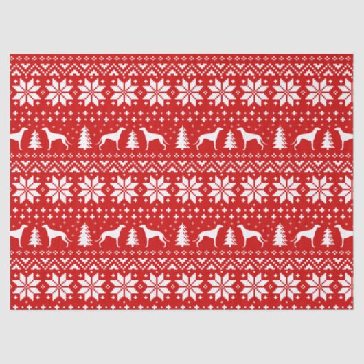 グレイハウンドはクリスマスパターンのシルエットを描きます 薄葉紙 (正面)