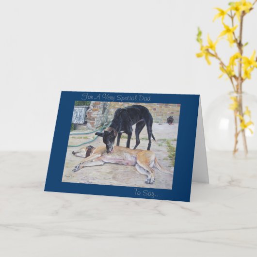 グレイハウンドは景色の景色の現実主義者の芸術の後をつけます カード (黄色い花)