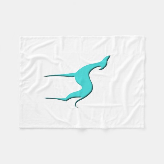 グレイハウンドまたはWhippetのターコイズのシルエット毛布 フリースブランケット (正面(横))
