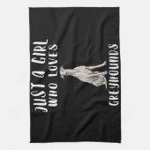 グレイハウンドを愛する少女だけ犬好きの贈り物 キッチンタオル (縦)