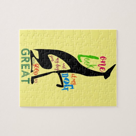 グレイハウンドイタリアンのシルエットは私の犬を愛しスタイリッシュる ジグソーパズル (横)