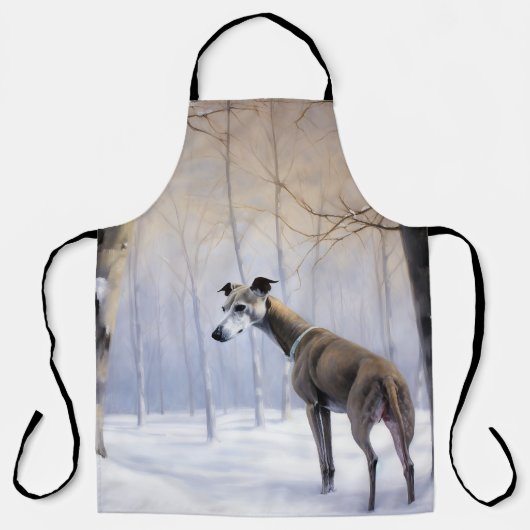 グレイハウンドイタリアンは雪のクリスマスを許す エプロン (正面)