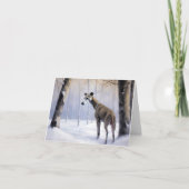 グレイハウンドイタリアンは雪のクリスマスを許す カード (正面)