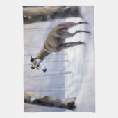 グレイハウンドイタリアンは雪のクリスマスを許す キッチンタオル (縦)