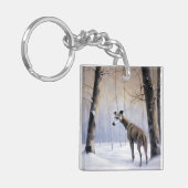 グレイハウンドイタリアンは雪のクリスマスを許す キーホルダー (正面左)