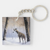 グレイハウンドイタリアンは雪のクリスマスを許す キーホルダー (裏面)