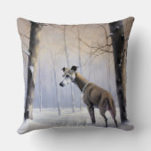 グレイハウンドイタリアンは雪のクリスマスを許す クッション (裏面)