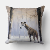 グレイハウンドイタリアンは雪のクリスマスを許す クッション (正面)