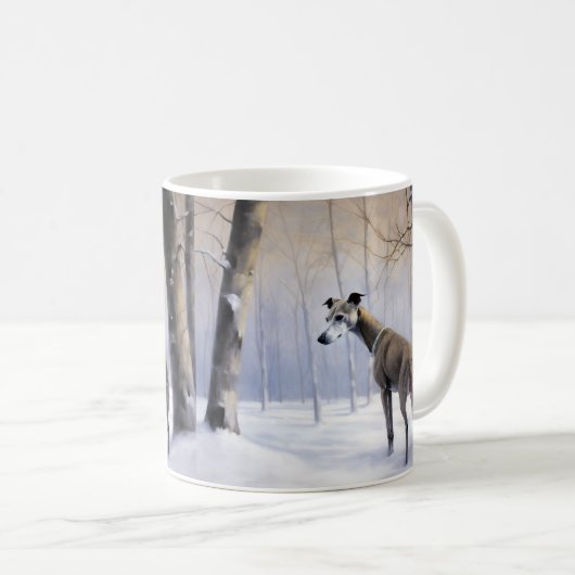 グレイハウンドイタリアンは雪のクリスマスを許す コーヒーマグカップ (正面右)