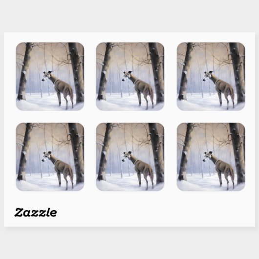 グレイハウンドイタリアンは雪のクリスマスを許す スクエアシール (シート)