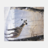 グレイハウンドイタリアンは雪のクリスマスを許す フリースブランケット (正面(横))