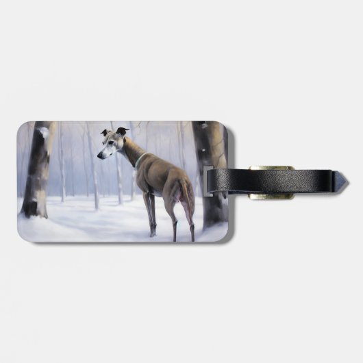 グレイハウンドイタリアンは雪のクリスマスを許す ラゲッジタグ (裏面横)
