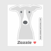 グレイハウンドイタリアンまたはウィペットかわいい漫画の犬の顔 シール (シート)