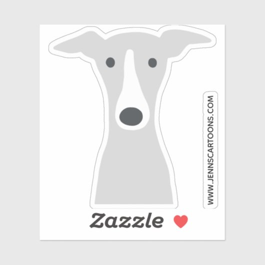 グレイハウンドイタリアンまたはウィペットかわいい漫画の犬の顔 シール (シート)