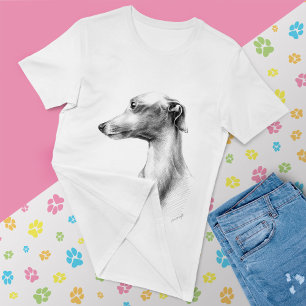 グレイハウンドイタリアンイギーポートレート愛犬家エレガント Tシャツ