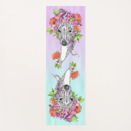 グレイハウンドイタリアンウィペット犬スケッチフラワーアート ヨガマット