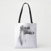 グレイハウンドイタリアンウィペット犬ポートレートスケッチアート トートバッグ (正面)