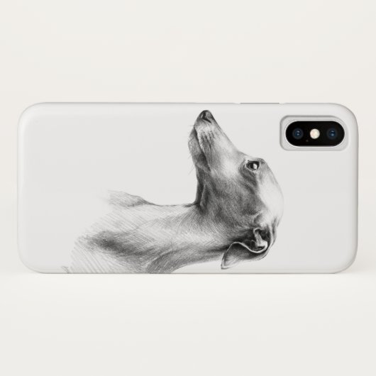 グレイハウンドイタリアンウィペット犬ポートレートスケッチアート Case-Mate iPhoneケース (裏面(横))