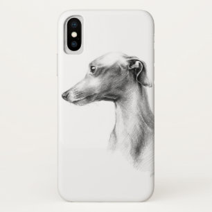 グレイハウンドイタリアンウィペット犬ポートレートスケッチアート iPhone X ケース