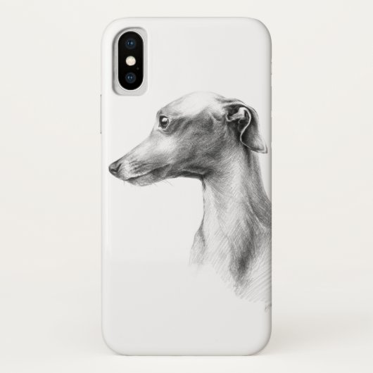 グレイハウンドイタリアンウィペット犬ポートレートスケッチアート Case-Mate iPhoneケース (裏面)