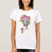 グレイハウンドイタリアンウィペット犬ポートレートフラワーアート Tシャツ (正面)