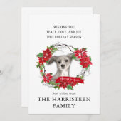 グレイハウンドイタリアンウォーター色ポインセチアのクリスマス シーズンカード (正面/裏面)