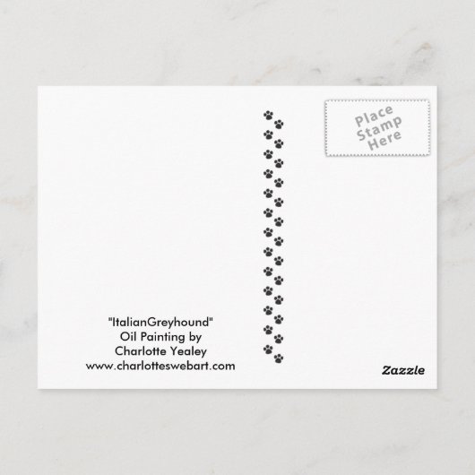 グレイハウンドイタリアンオリジナルドッグアートポストカード ポストカード (裏面)