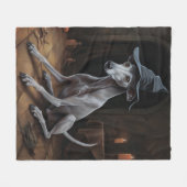 グレイハウンドイタリアンカボンプキンスハロウィーン怖 フリースブランケット (正面(横))