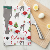 グレイハウンドイタリアンクリスマスのキッチンタオル キッチンタオル (四つ折り)