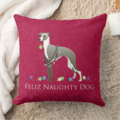 グレイハウンドイタリアンクリスマスデザイン クッション (ブランケット)