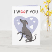 グレイハウンドイタリアングレイ漫画の犬のバレンタインの日 カード (黄色い花)