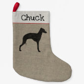 グレイハウンドイタリアンシルエットかわいいイギー犬の休日 スモールクリスマスストッキング (正面)