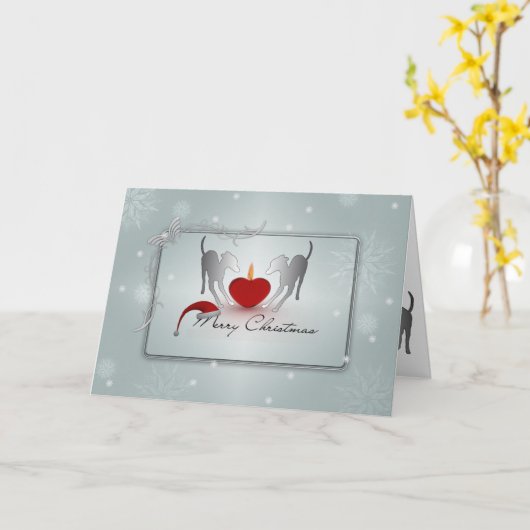 グレイハウンドイタリアンズ・メリークリスマス カード (黄色い花)