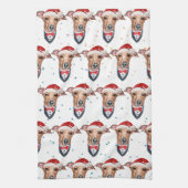 グレイハウンドイタリアンドがクリスマスを育てる キッチンタオル (縦)